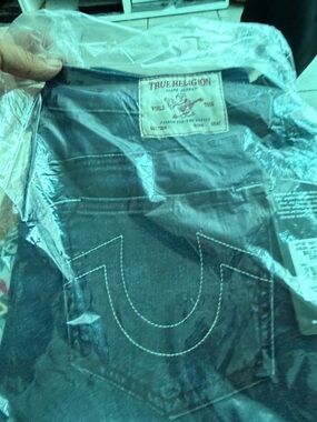 True Religion Indigo Denim Jeans with White Contrast Stitching